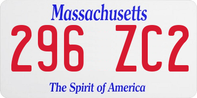 MA license plate 296ZC2