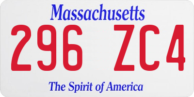 MA license plate 296ZC4