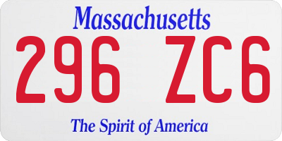 MA license plate 296ZC6
