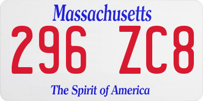 MA license plate 296ZC8