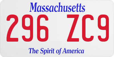 MA license plate 296ZC9