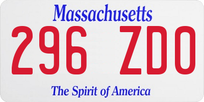 MA license plate 296ZD0