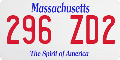 MA license plate 296ZD2