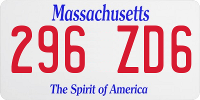 MA license plate 296ZD6