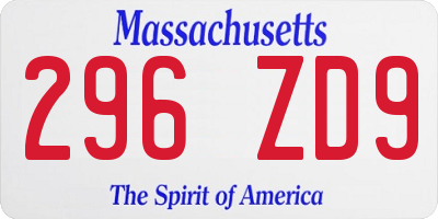 MA license plate 296ZD9