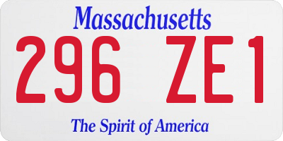 MA license plate 296ZE1