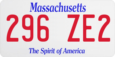 MA license plate 296ZE2