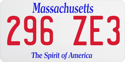 MA license plate 296ZE3