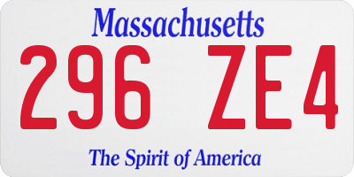 MA license plate 296ZE4