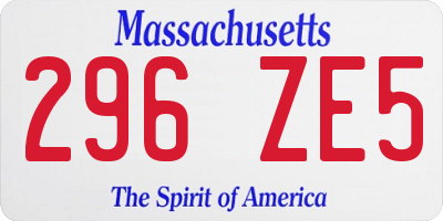 MA license plate 296ZE5