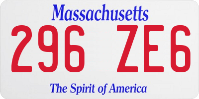 MA license plate 296ZE6