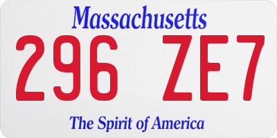 MA license plate 296ZE7