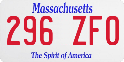 MA license plate 296ZF0