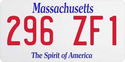 MA license plate 296ZF1