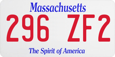 MA license plate 296ZF2