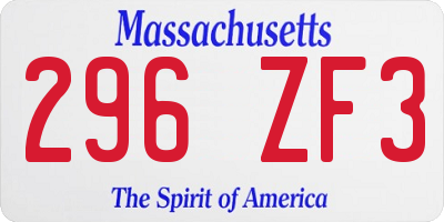 MA license plate 296ZF3