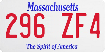 MA license plate 296ZF4