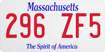 MA license plate 296ZF5