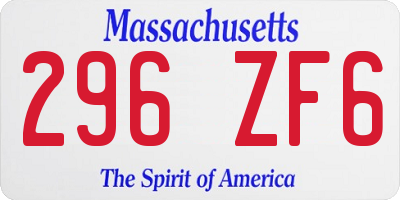 MA license plate 296ZF6