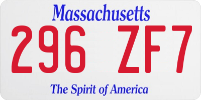 MA license plate 296ZF7