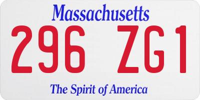 MA license plate 296ZG1