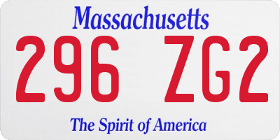 MA license plate 296ZG2