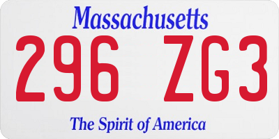 MA license plate 296ZG3
