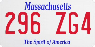 MA license plate 296ZG4