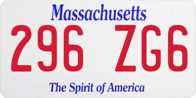 MA license plate 296ZG6