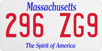 MA license plate 296ZG9