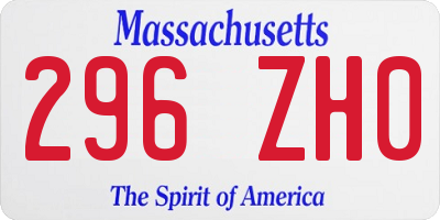 MA license plate 296ZH0