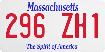 MA license plate 296ZH1