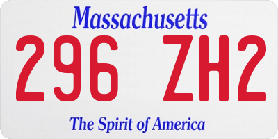 MA license plate 296ZH2