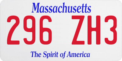 MA license plate 296ZH3