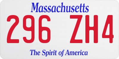 MA license plate 296ZH4
