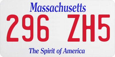 MA license plate 296ZH5
