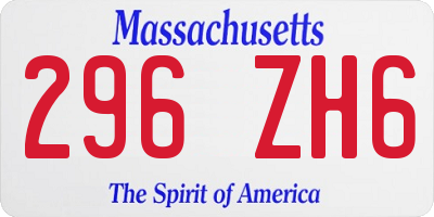 MA license plate 296ZH6