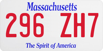 MA license plate 296ZH7