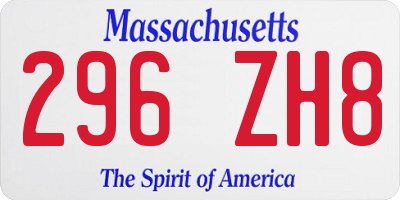 MA license plate 296ZH8