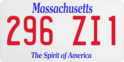 MA license plate 296ZI1