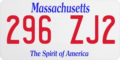 MA license plate 296ZJ2