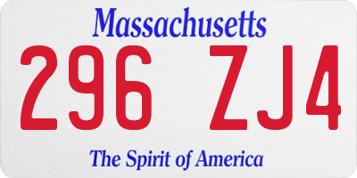 MA license plate 296ZJ4