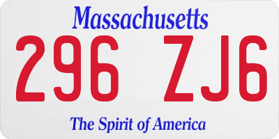MA license plate 296ZJ6