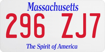 MA license plate 296ZJ7