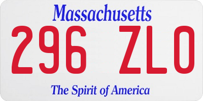 MA license plate 296ZL0