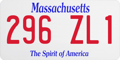 MA license plate 296ZL1