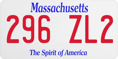 MA license plate 296ZL2