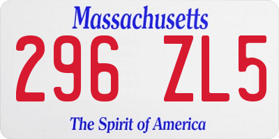 MA license plate 296ZL5