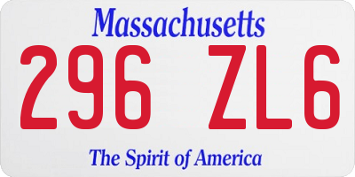 MA license plate 296ZL6