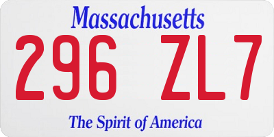 MA license plate 296ZL7